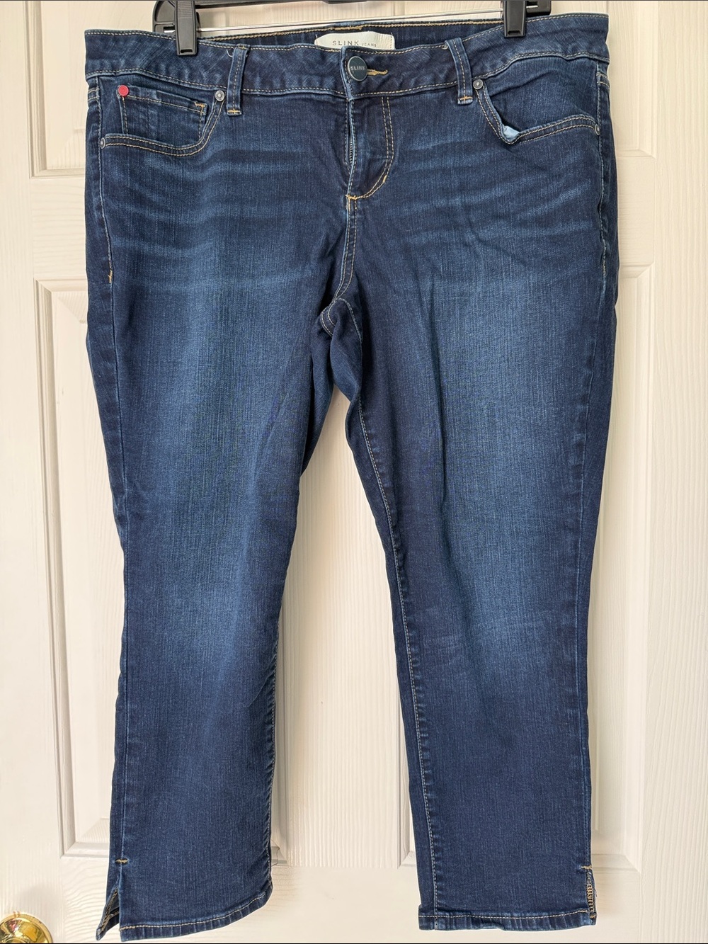 Slink Dark Blue Notched Leg Stretch Jeans